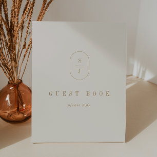 SHYLAH Simple Gold Cream Wedding Guest Book Sign