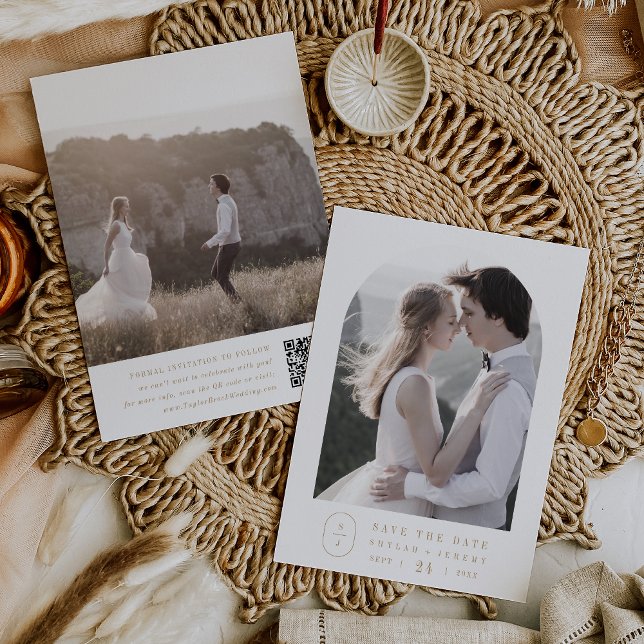 SHYLAH Simple Gold Modern Boho Minimalist Wedding Save The Date (SHYLAH Simple Gold Modern Boho Minimalist Wedding Save The Date)