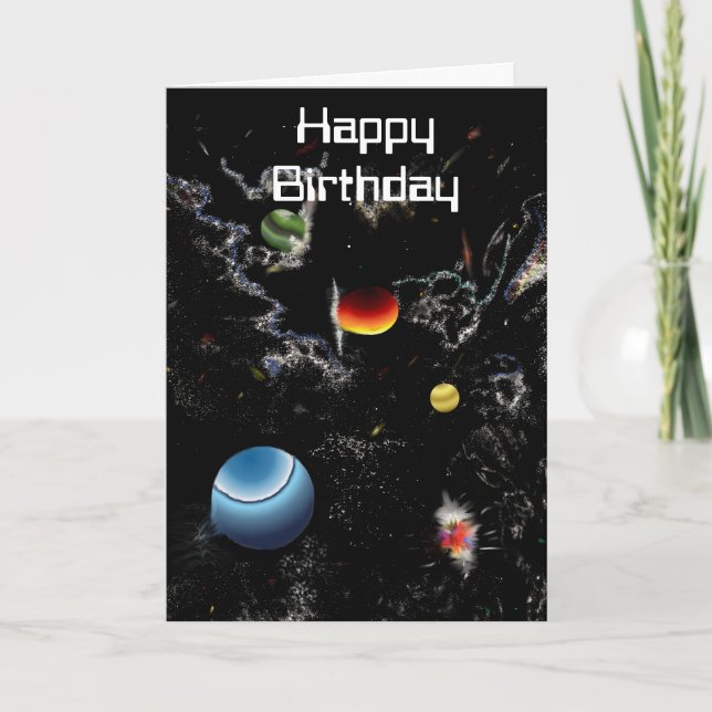 si fi jumping dimension card Happy Birthday (Front)