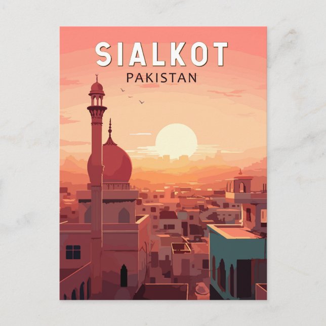 Sialkot Pakistan Travel Art Vintage Postcard (Front)