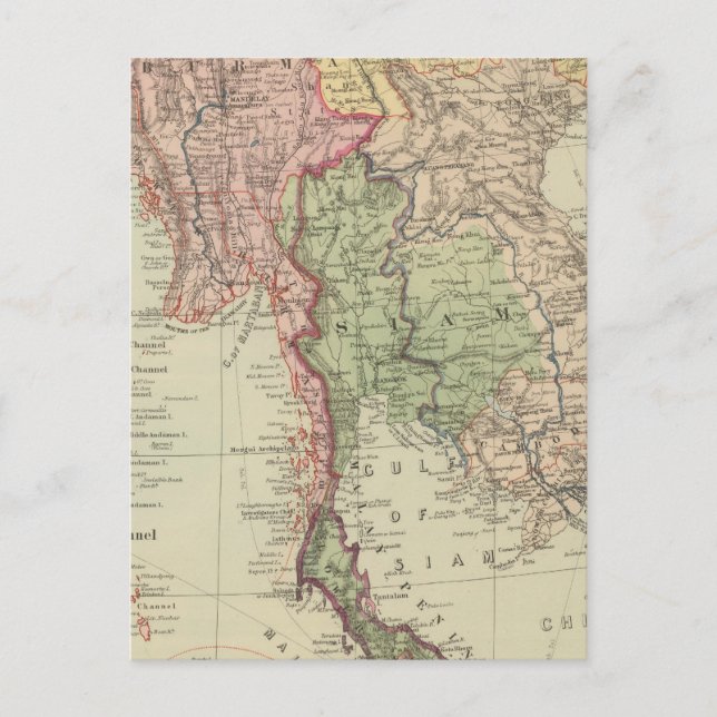 Siam, Burma and Anam Postcard (Front)