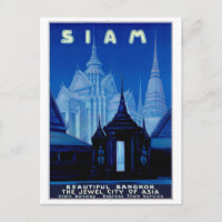 Siam Thailand Vintage Travel Poster Restored