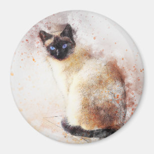 Siamese Abstract Watercolor Magnet