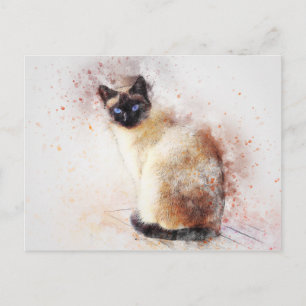 Siamese   Abstract   Watercolor Postcard