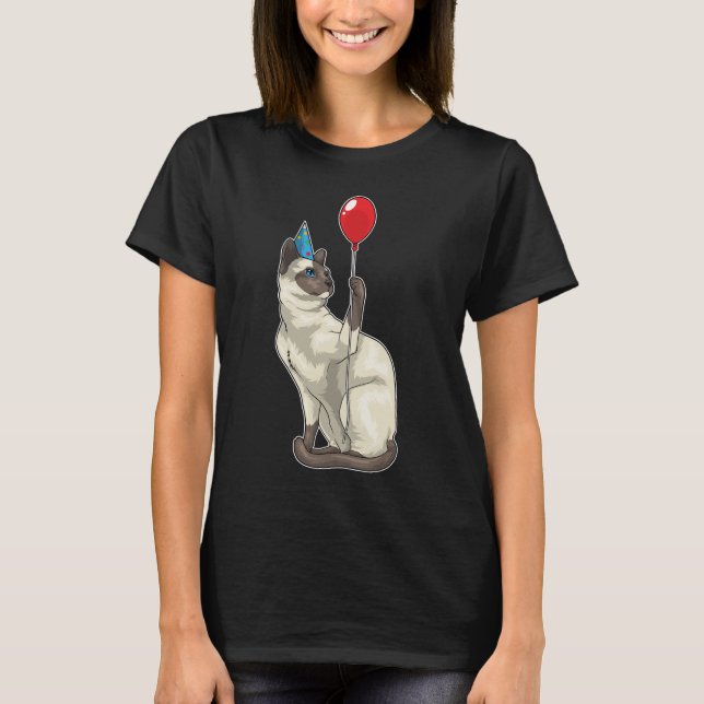 Siamese Birthday Balloon Party hat T-Shirt (Front)
