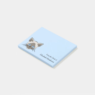 Siamese Blue Eyed Cat Face Dark on Light Graphic Post-it Notes