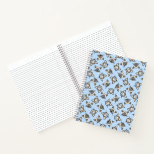 Siamese Blue Eyed Cat Faces Graphic Art Pattern Notebook