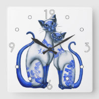 Siamese Blue Willow Wall Clock