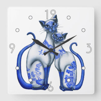 Siamese Blue Willow Wall Clock