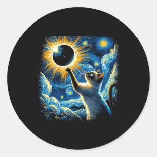 Siamese Cat 2024 Van Gogh Starry Night Siamese Cat Classic Round Sticker
