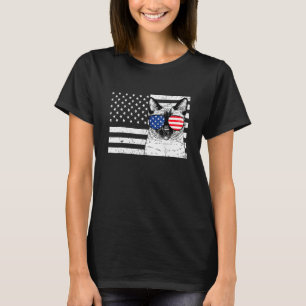 Siamese Cat 4th Of July US American Flag Patriotic T-Shirt