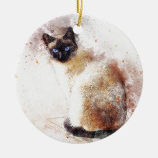 Siamese Cat Abstract Elements Ceramic Tree Decoration