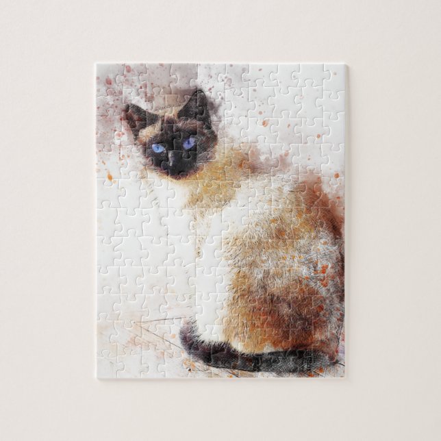Siamese Cat Abstract Elements Jigsaw Puzzle (Vertical)