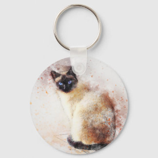 Siamese Cat Abstract Elements Key Ring