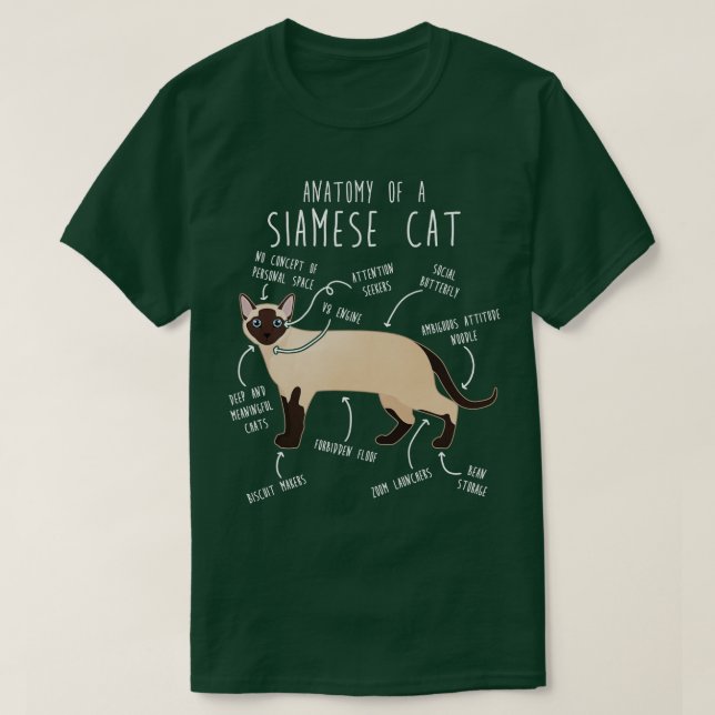 Siamese Cat Anatomy 1 T-Shirt (Design Front)