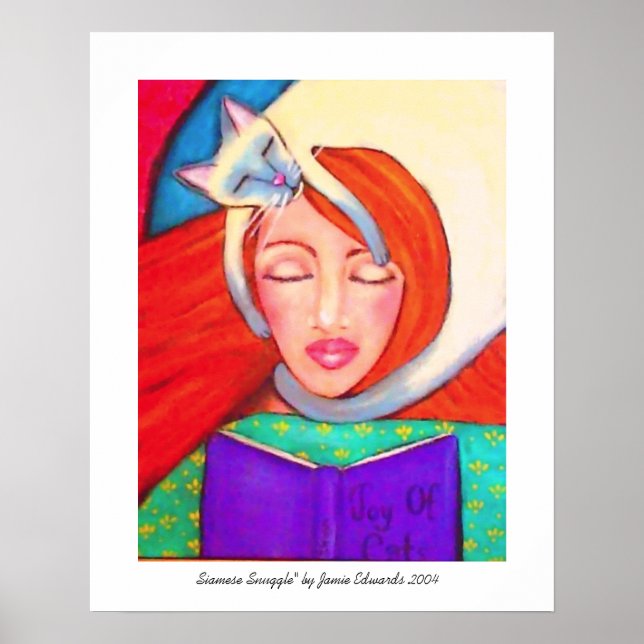 Siamese Cat and Lady Snuggle Poster (Front)