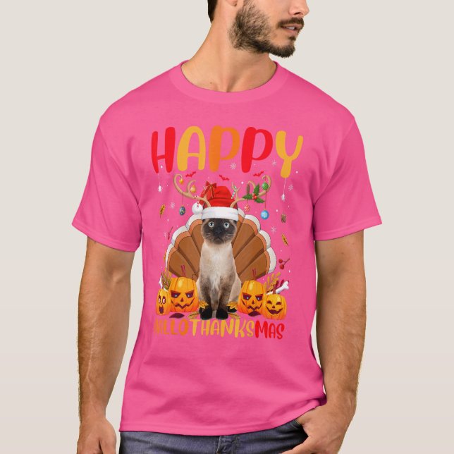 Siamese Cat Animal   Happy Siamese Cat Hellothanks T-Shirt (Front)