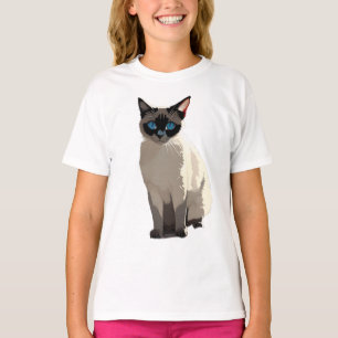Siamese Cat Art Blue-Eyed Cat Lover Children's T-Shirt