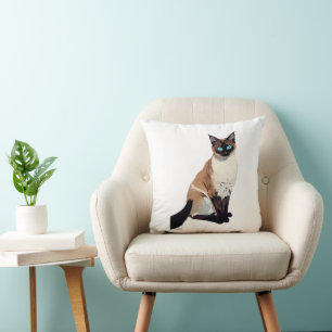 Siamese Cat Art Electric Blue-Eyed Cat Lover  Cushion