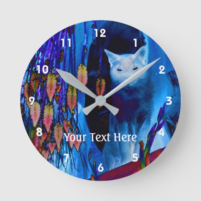 Siamese Cat Asbtract Animal Art Personalized Round Clock (Front)