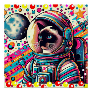 SIAMESE CAT-ASTRONAUT 4 POSTER