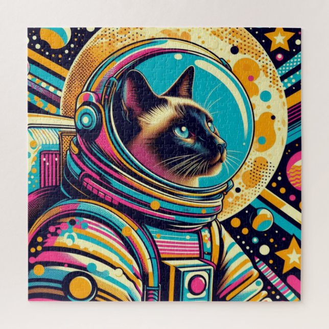SIAMESE CAT-ASTRONAUT 7 JIGSAW PUZZLE (Vertical)