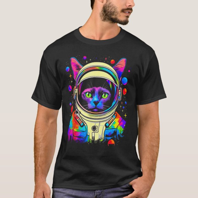 Siamese Cat Astronaut T-Shirt (Front)
