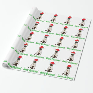 Siamese Cat at Christmas with Santa Hat Wrapping Paper