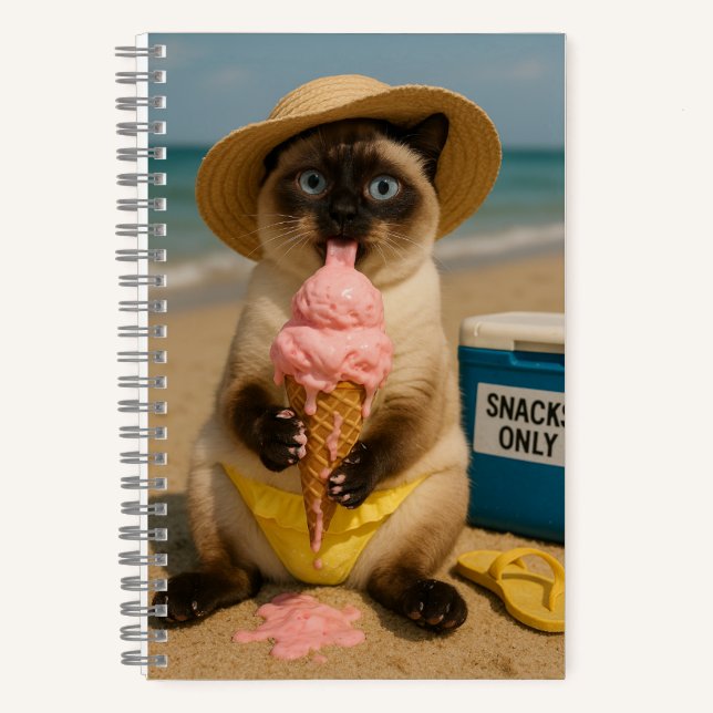 Siamese Cat at the Beach  Notebook (Front)