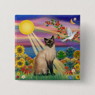 Siamese Cat - Autumn Sun 15 Cm Square Badge