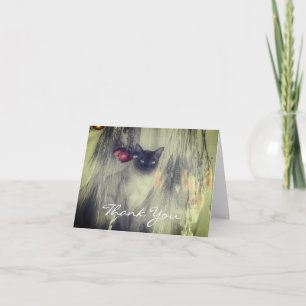 Siamese Cat Black And White Thank You Card