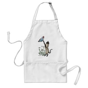 Siamese Cat Butterfly Daisies Apron