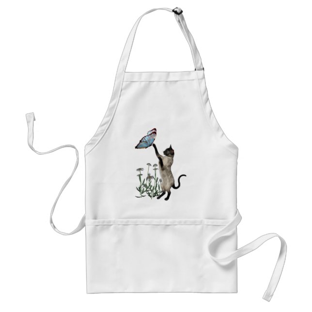 Siamese Cat Butterfly Daisies Apron (Front)