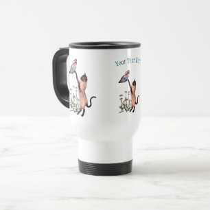 Siamese Cat Butterfly Daisy Personalized Travel Mug