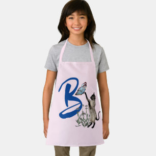 Siamese Cat Butterfly Monogram Initial B Apron