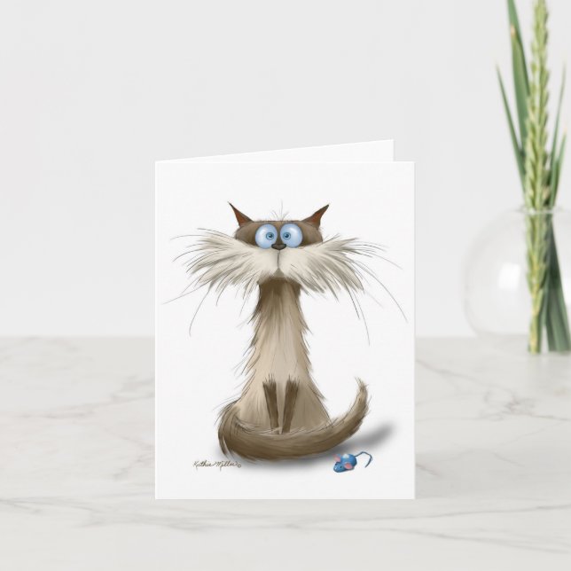 Siamese Cat Cartoon Card (Front)