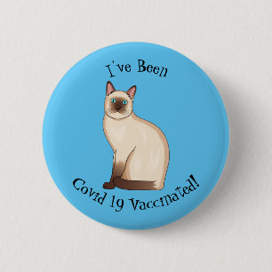 Siamese cat cartoon illustration  6 cm round badge