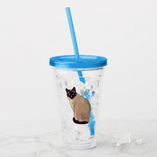 Siamese cat cartoon illustration acrylic tumbler