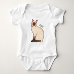 Siamese cat cartoon illustration baby bodysuit