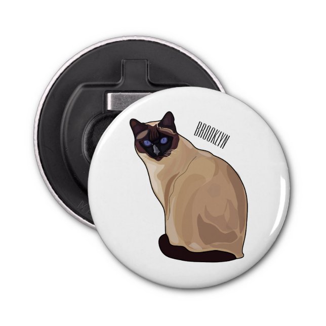 Siamese cat cartoon illustration  bottle opener (Front)