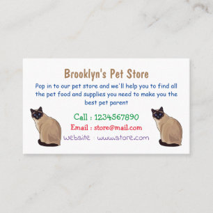 Siamese cat cartoon illustration business card