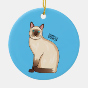 Siamese cat cartoon illustration ceramic tree decoration