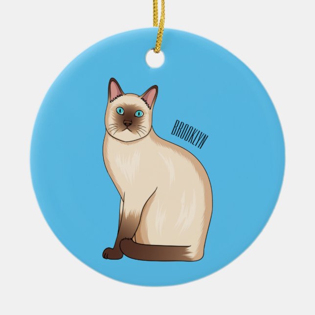 Siamese cat cartoon illustration ceramic tree decoration (Front)