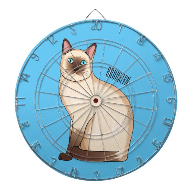 Siamese cat cartoon illustration dartboard (Front)