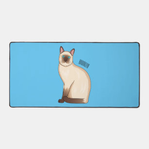 Siamese cat cartoon illustration desk mat
