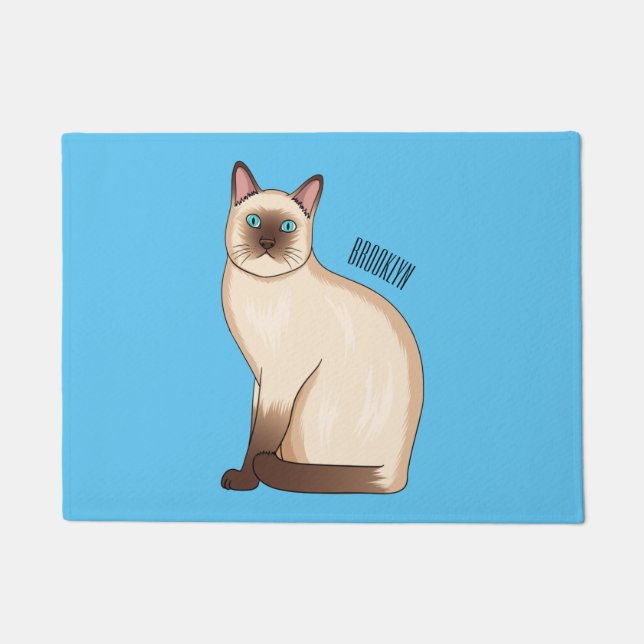 Siamese cat cartoon illustration  doormat (Front)