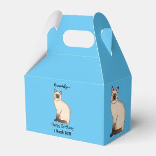 Siamese cat cartoon illustration favour box