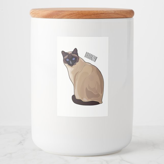 Siamese cat cartoon illustration  food label (Front)