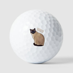 Siamese cat cartoon illustration golf balls