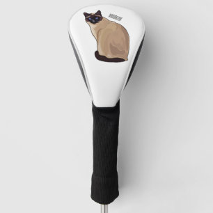 Siamese cat cartoon illustration golf head cover